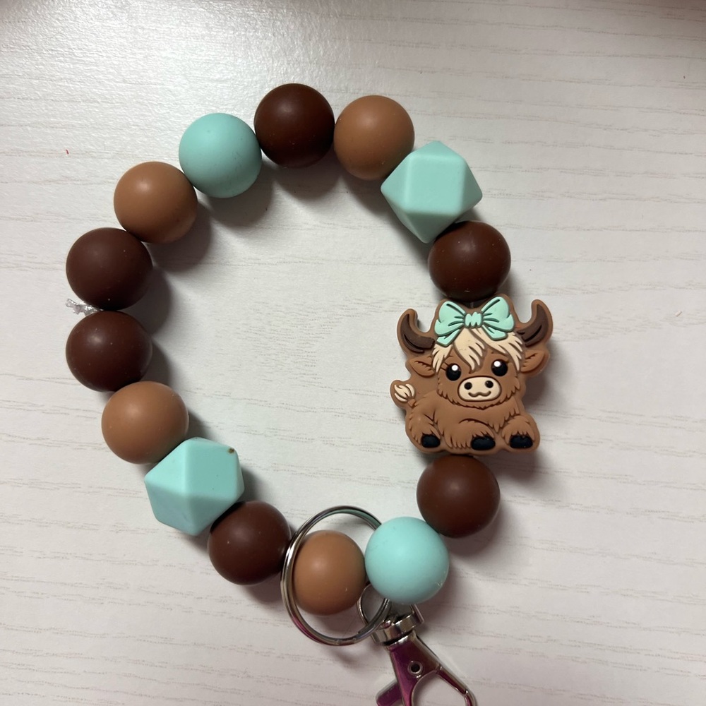 Kids Brown and Blue Beaded Keychain